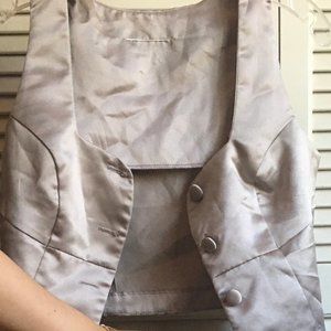 Smooth, silver vest and matching skirt